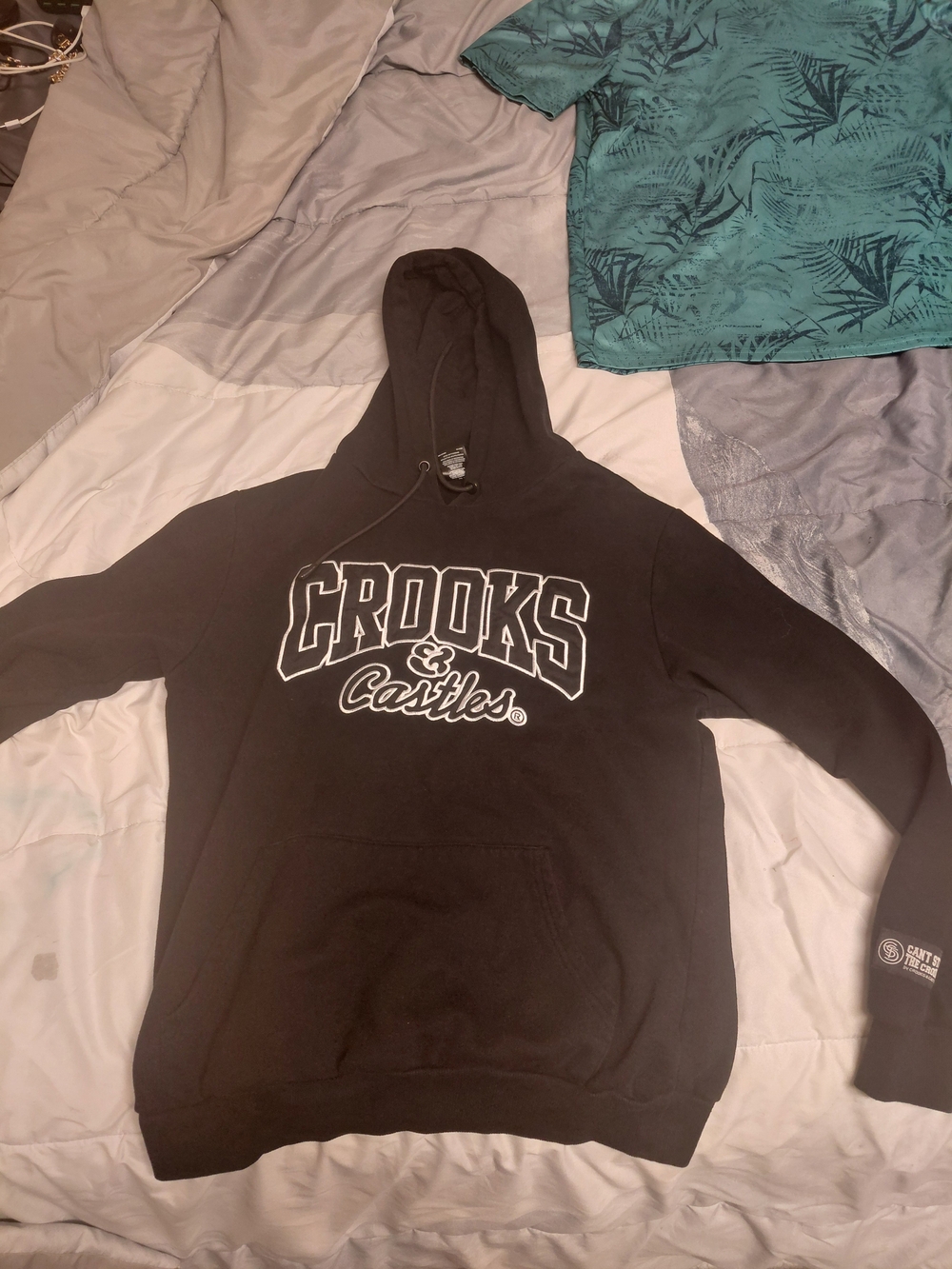 Crooks & Castles Black Pullover Hoodie with White Logo